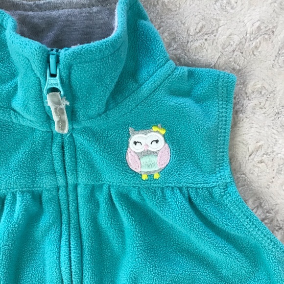 Carter’s Owl Vest Fleece Full Zip 12 Months - Picture 2 of 4